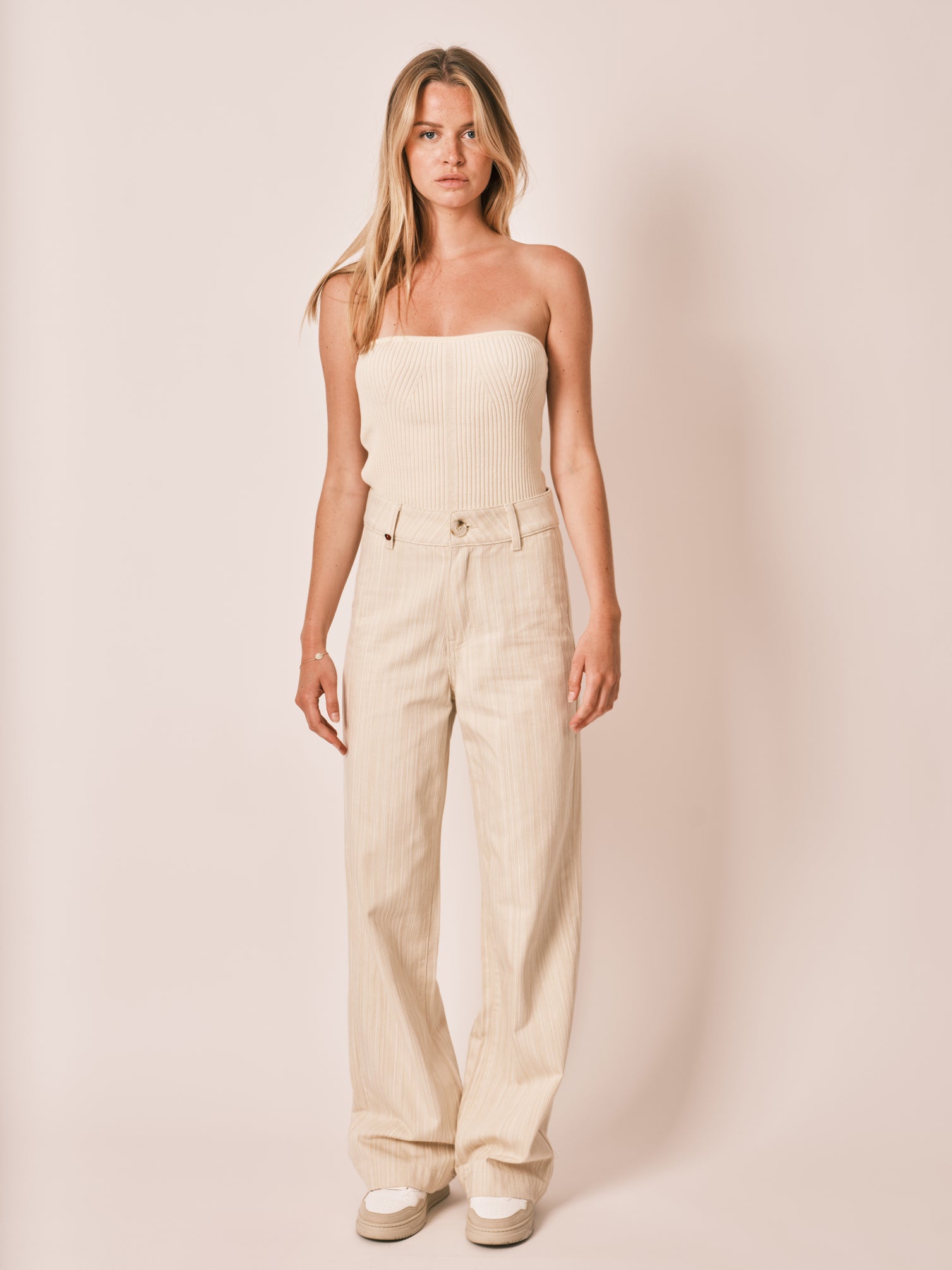 Pantalon évasé Beige FEYEL