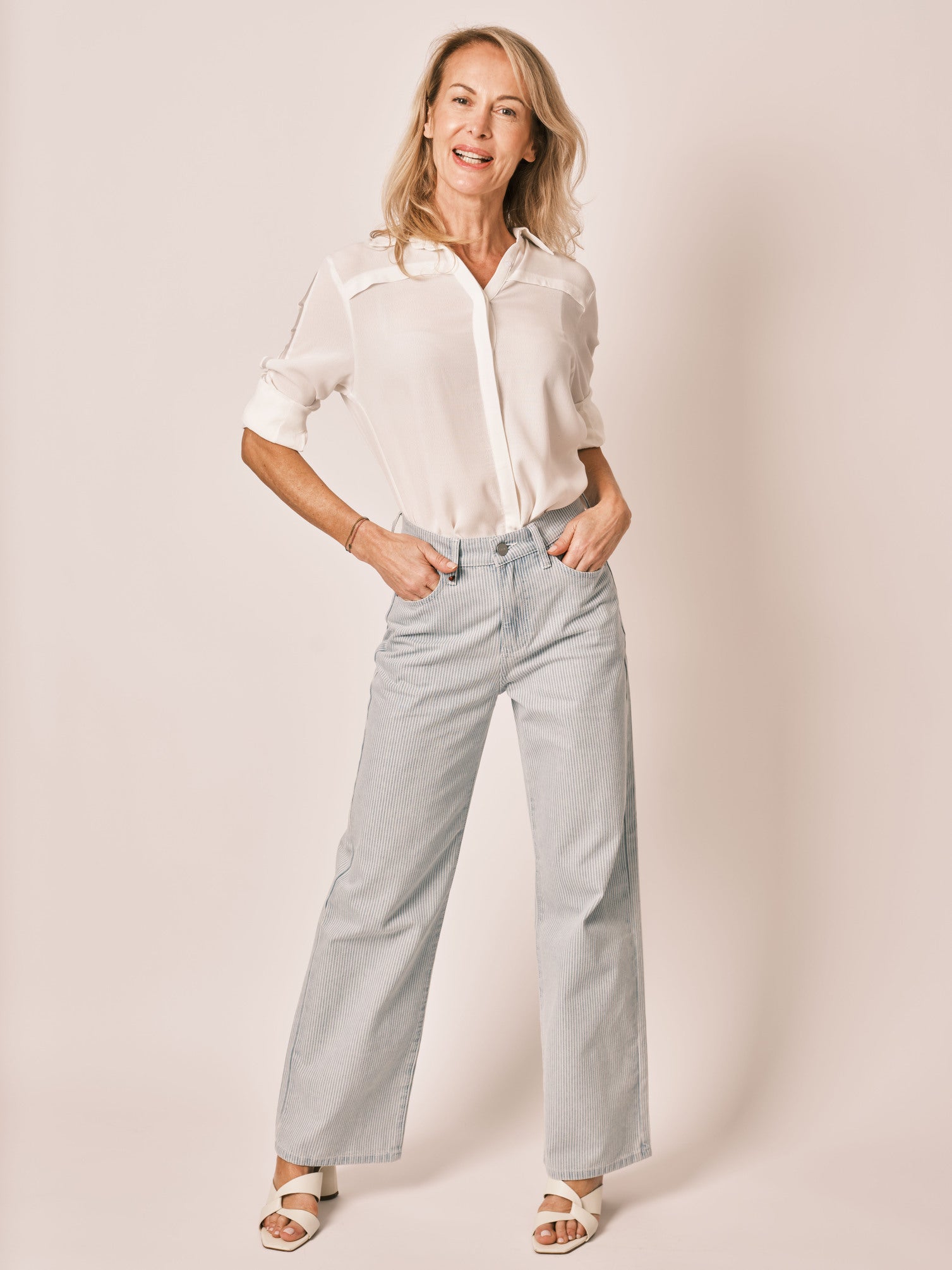 Jean évasé FOREST STRIPE en coton