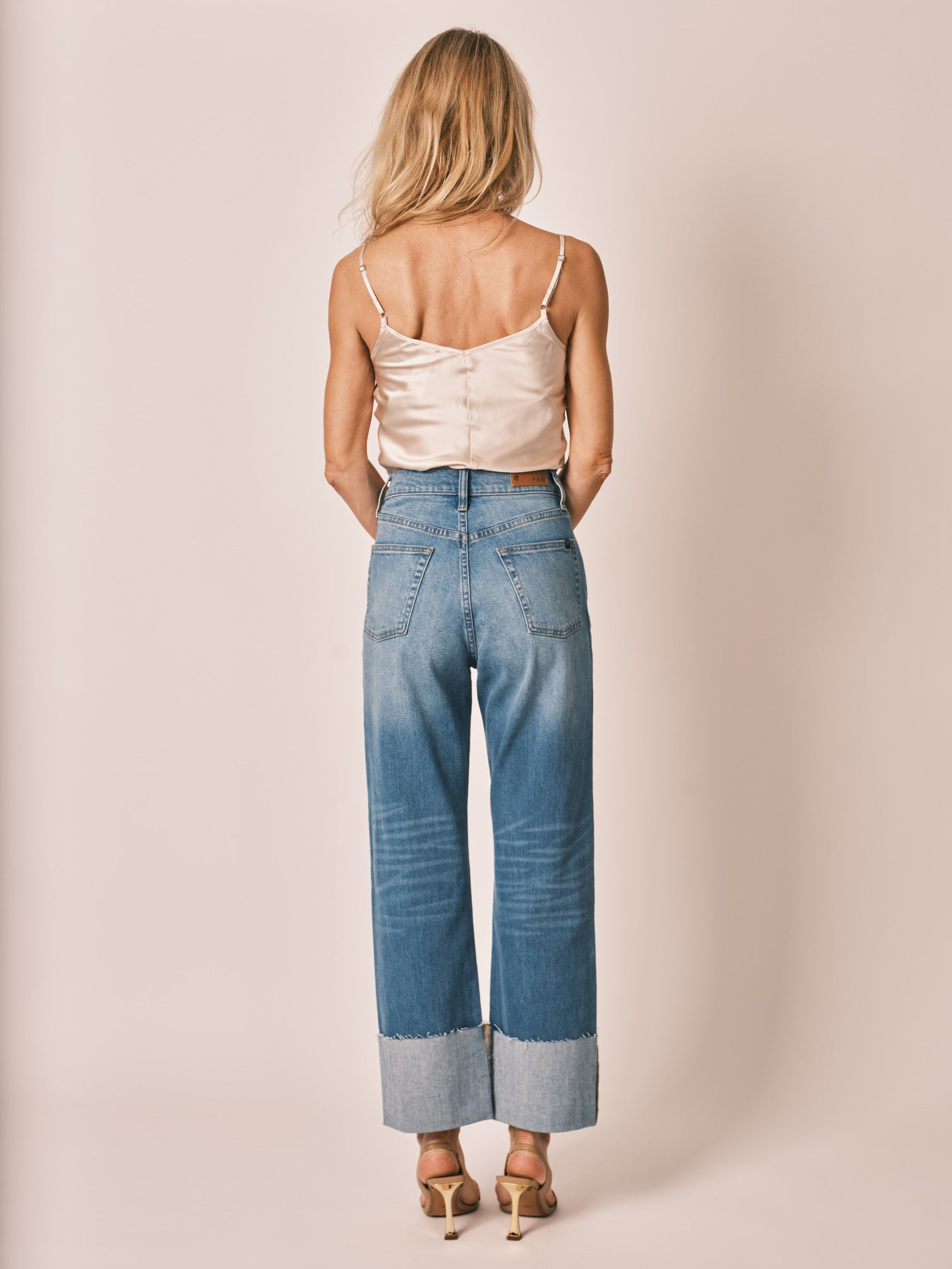 PEARL blue straight jeans with cuffs