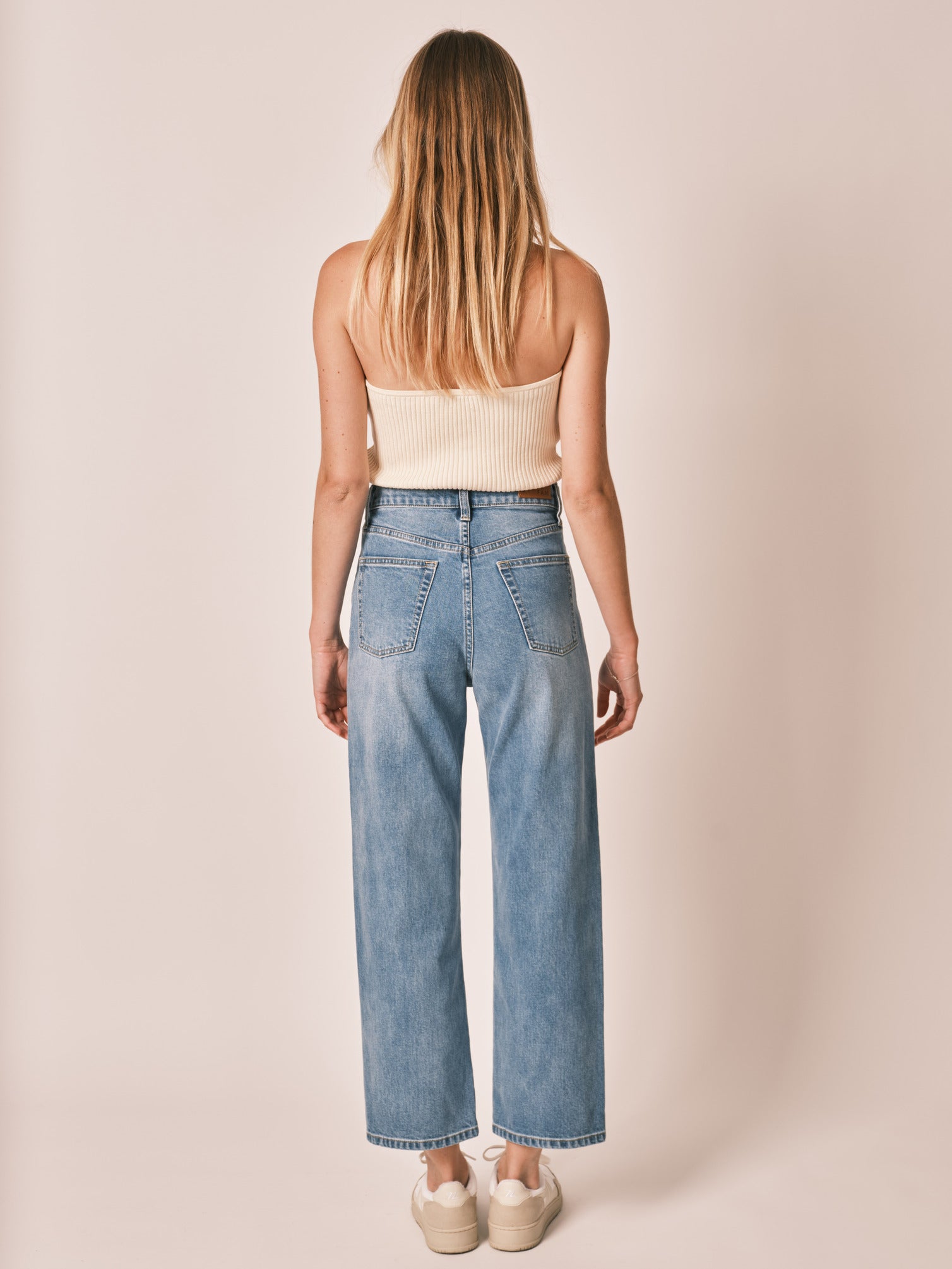 POLA blue cropped straight jeans