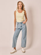 POLA EMBRO daisy embroidered cropped straight jeans