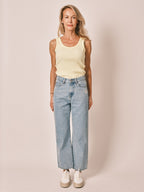 POLA EMBRO daisy embroidered cropped straight jeans