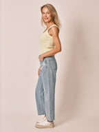 POLA EMBRO daisy embroidered cropped straight jeans