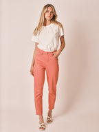 Polly high-waisted coral pink mom jeans