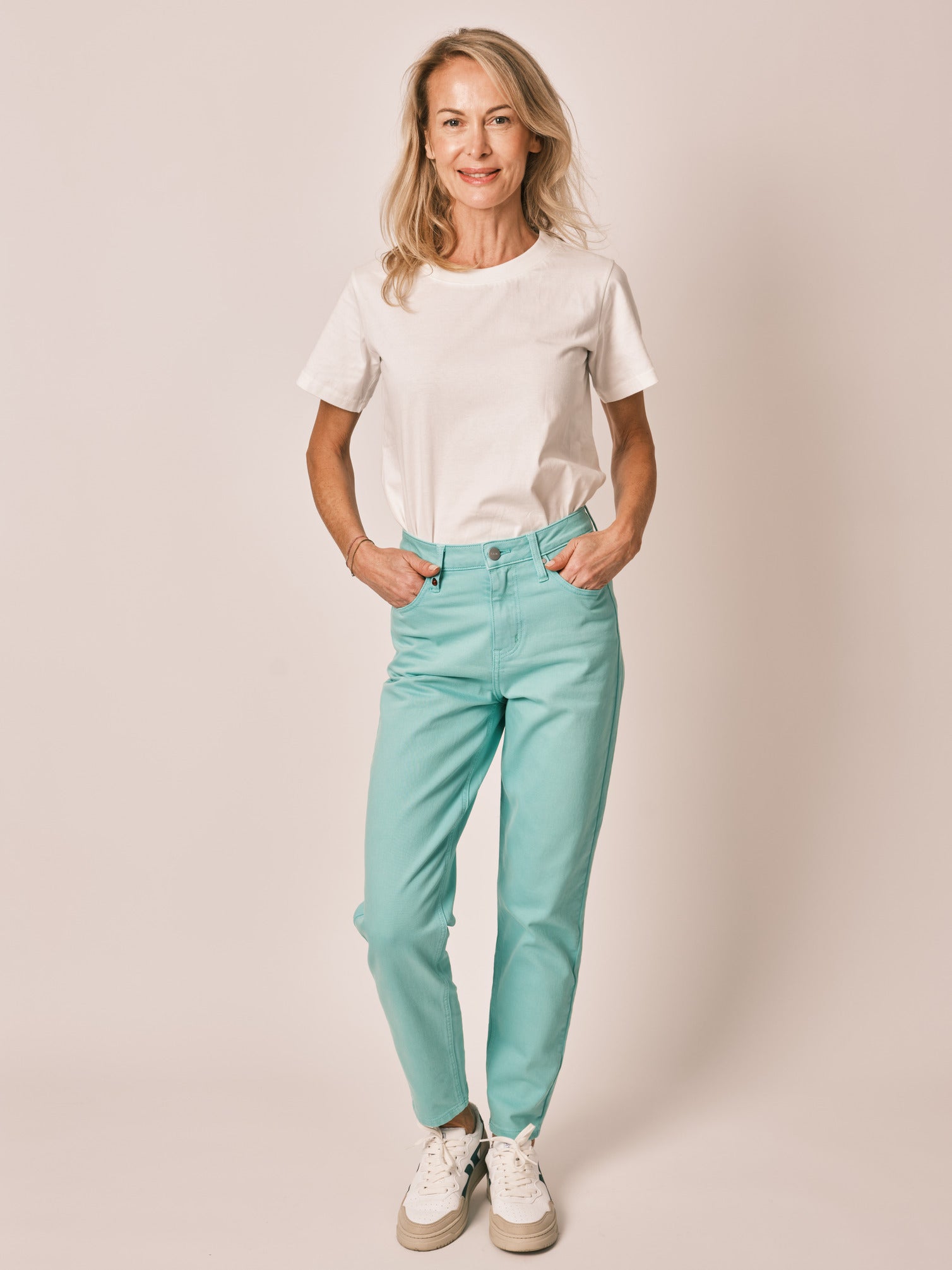 Jean mom mint taille haute POLLY