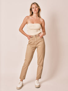 Jean mom beige sand taille haute POLLY