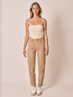 Polly high-waisted beige sand mom jeans