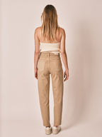 Polly high-waisted beige sand mom jeans
