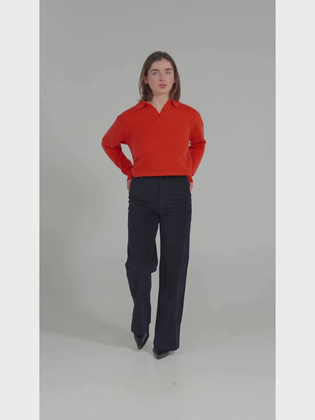 Pantalon évasé en velours ras FAUVE