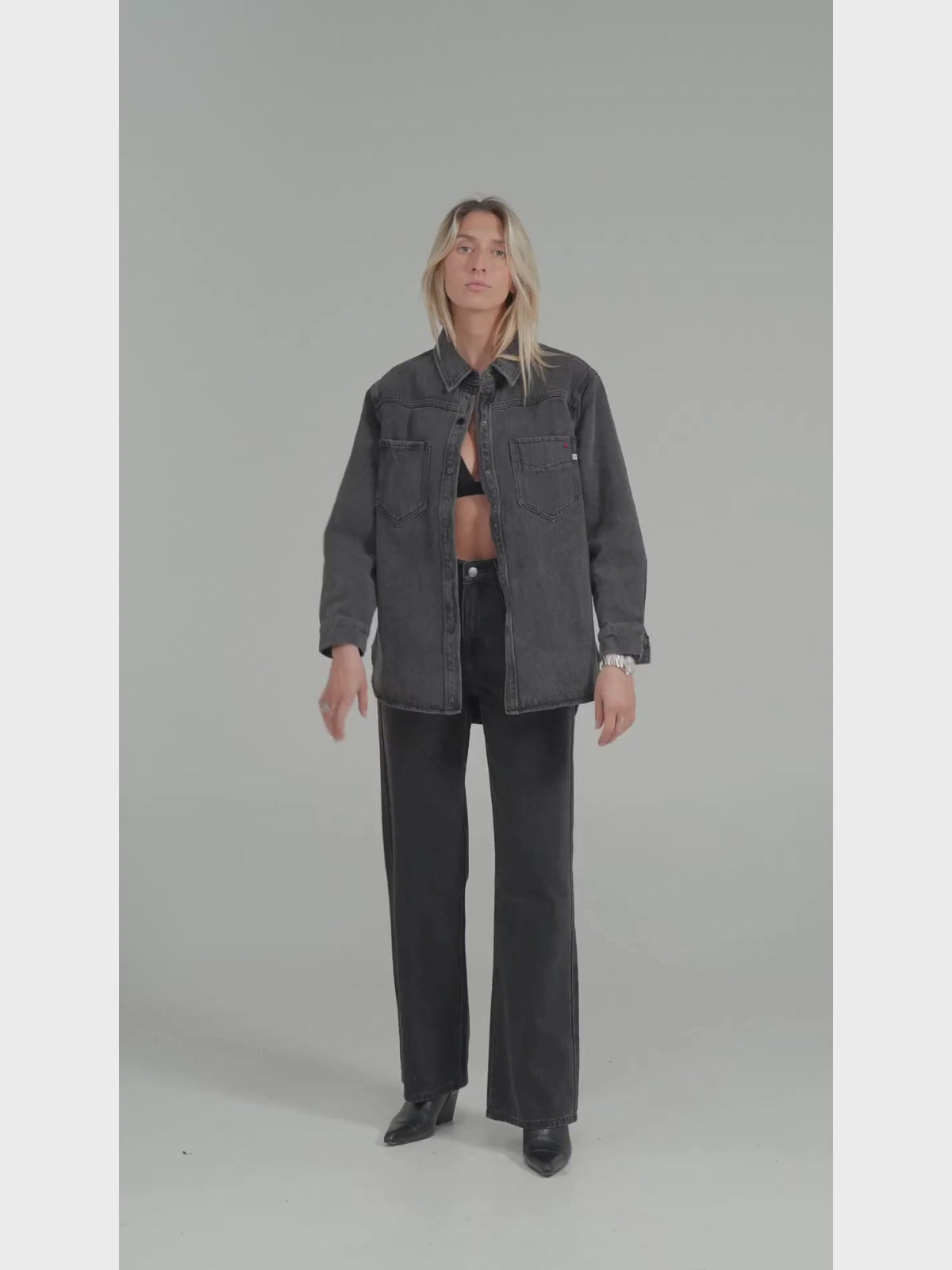 Chemise oversize en jean carbon SOFIA