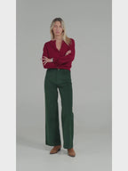 Pantalon évasé en velours ras FAUVE