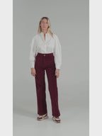 Pantalon évasé en velours ras FAUVE