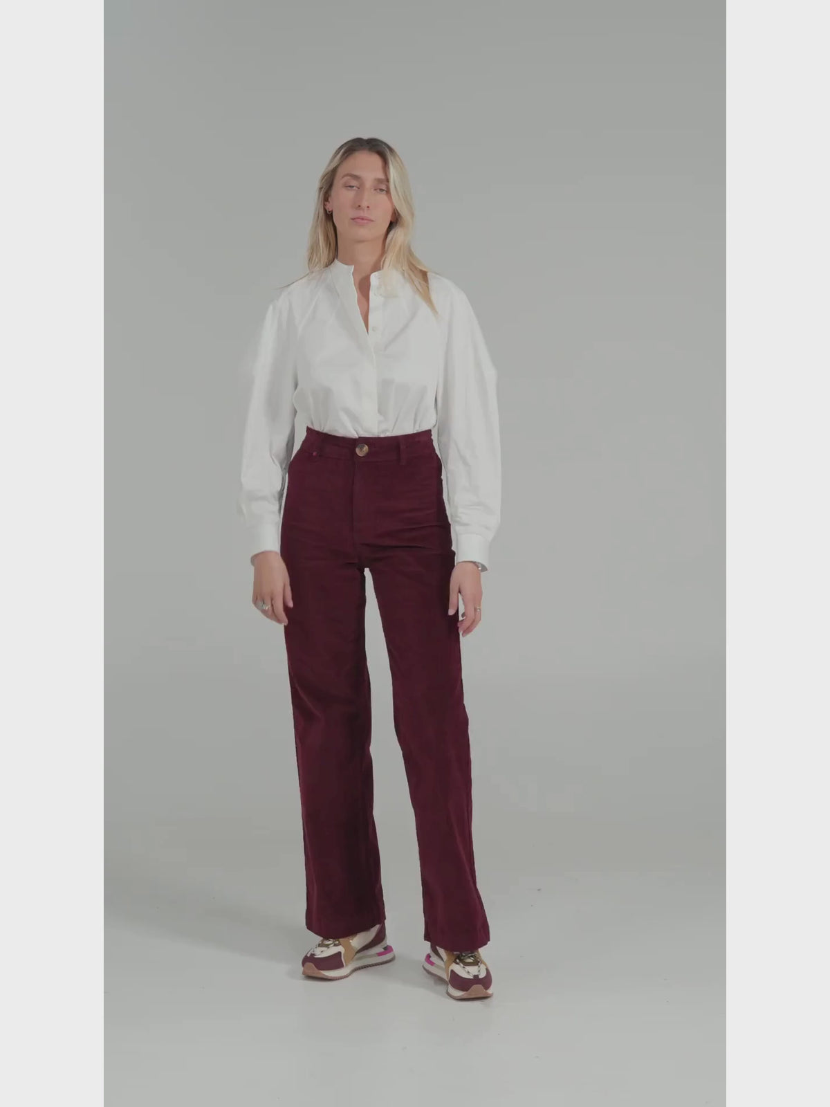 Pantalon évasé en velours ras FAUVE