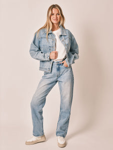 Veste en jean bleu cœur oversize VICKY EMBRO