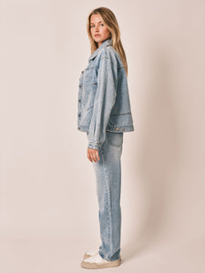 Veste en jean bleu cœur oversize VICKY EMBRO