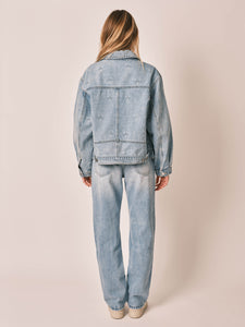 Veste en jean bleu cœur oversize VICKY EMBRO