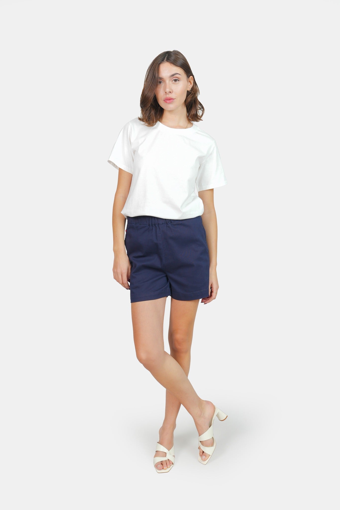 Short ample en jean ABBY bleu marine