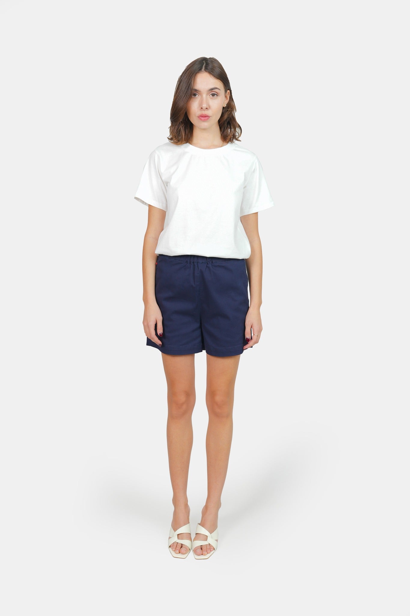 Short ample en jean ABBY bleu marine