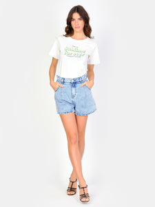 Short court taille haute en jean AMELY