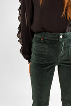 Jean bootcut velours vert forêt BELLA
