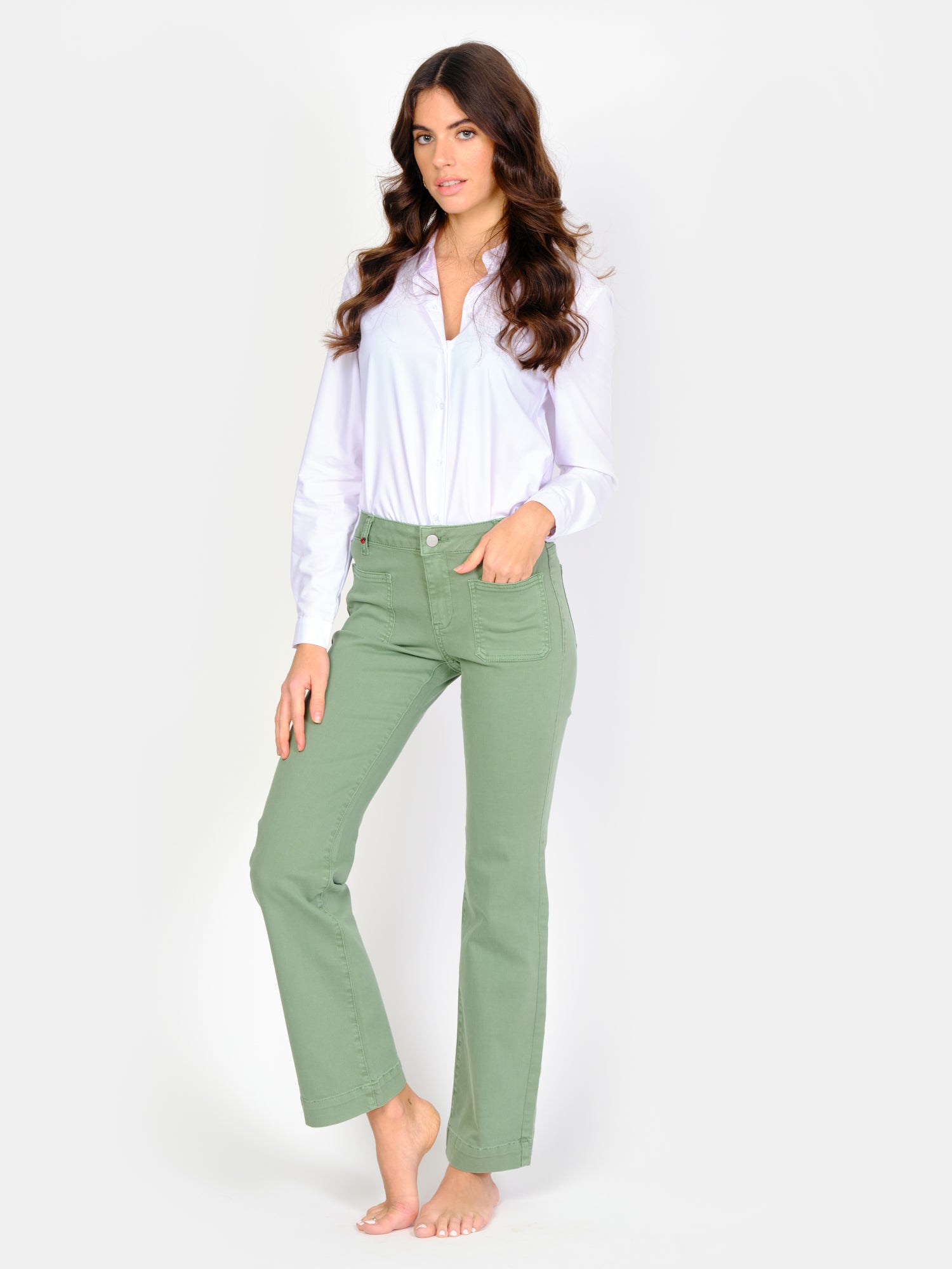 BELLA green bootcut jeans