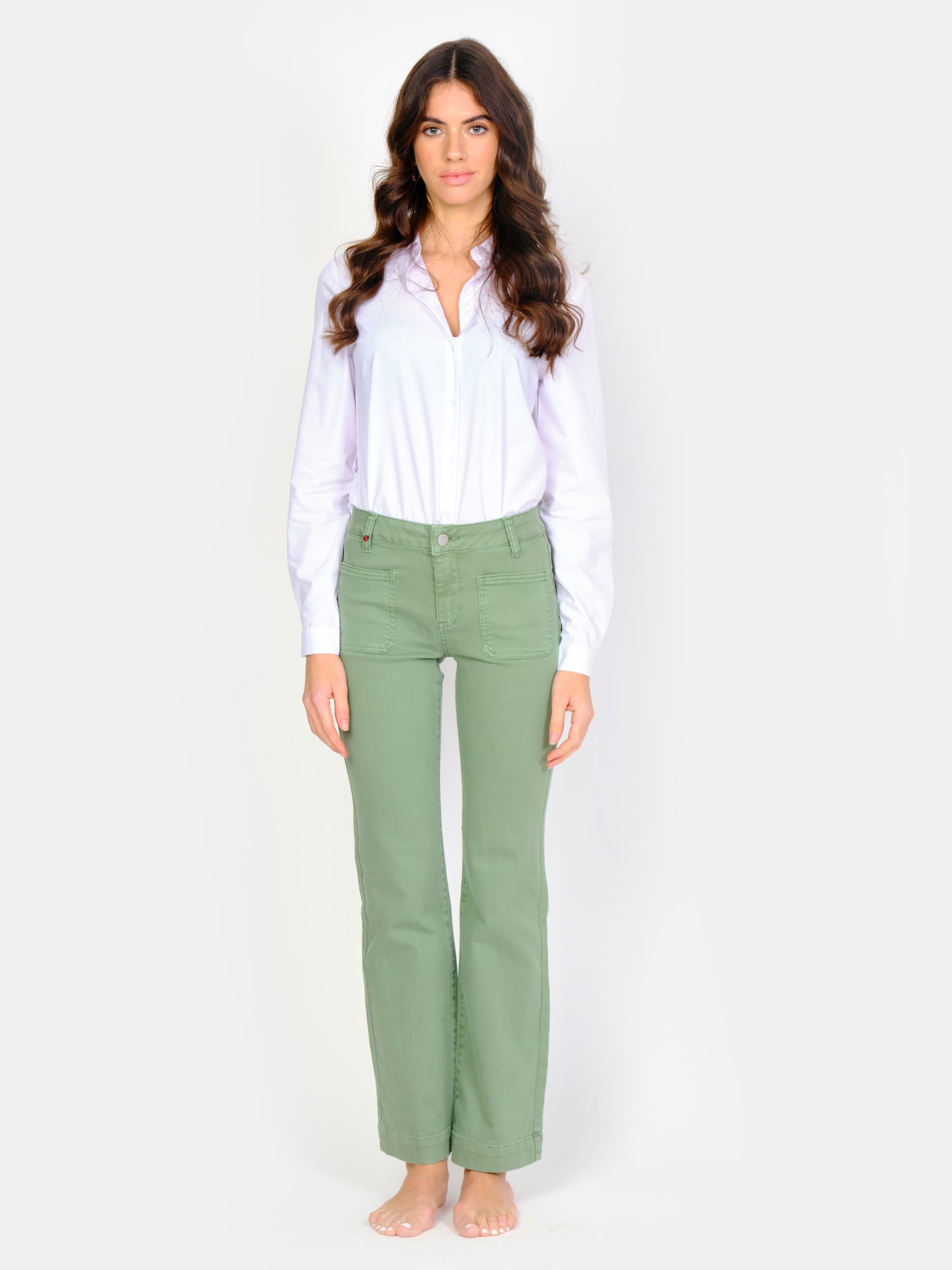BELLA green bootcut jeans