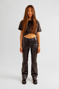 Jean bootcut noir en similicuir BELLA-P