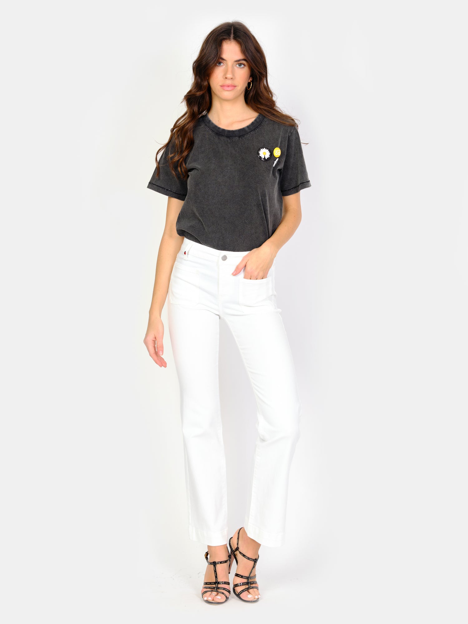 BELLA white bootcut jeans