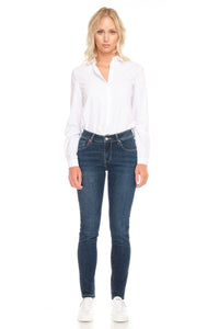 Jean skinny bleu foncé taille mi-haute en coton stretch