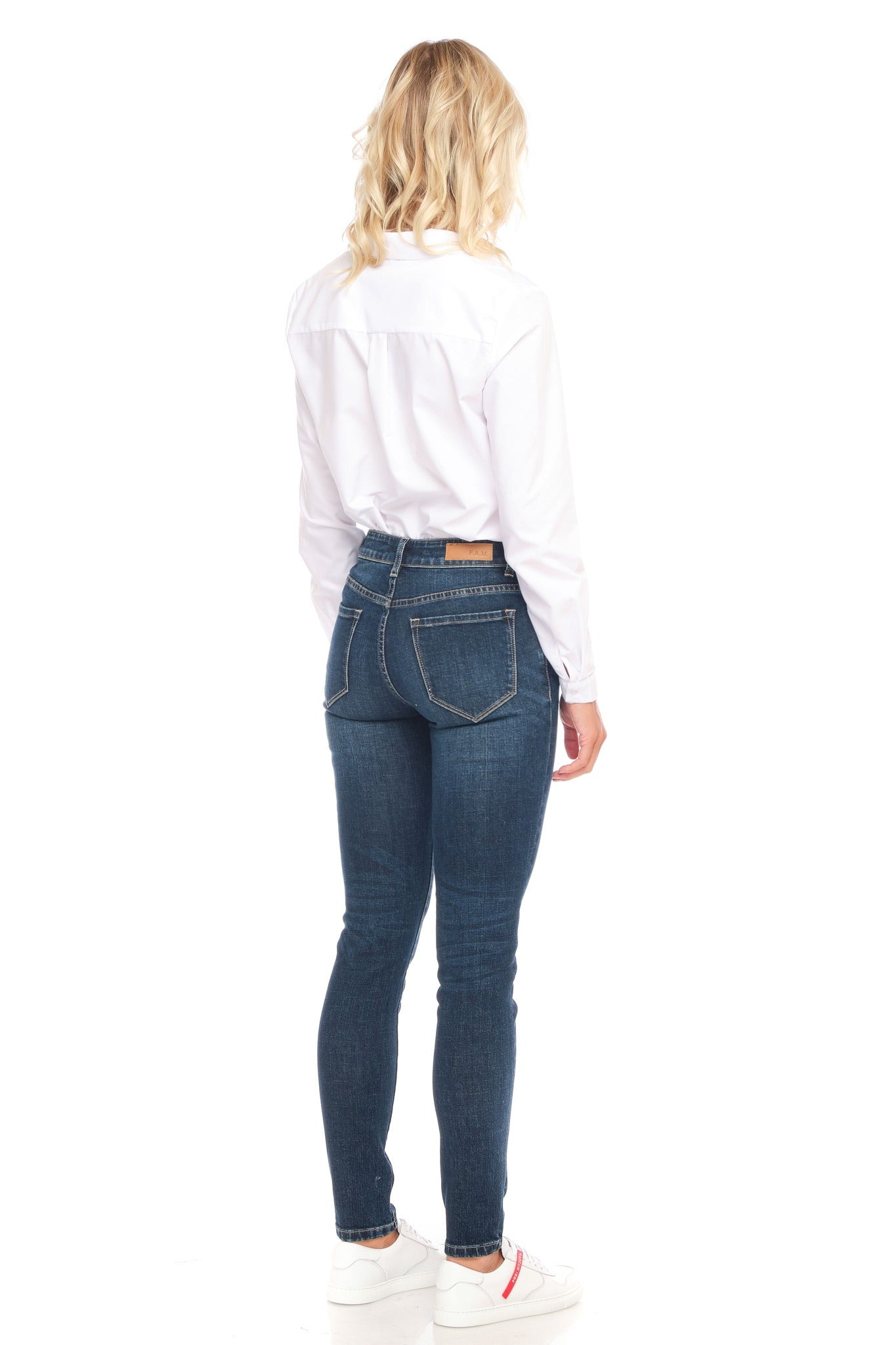 Jean skinny bleu foncé taille mi-haute en coton stretch
