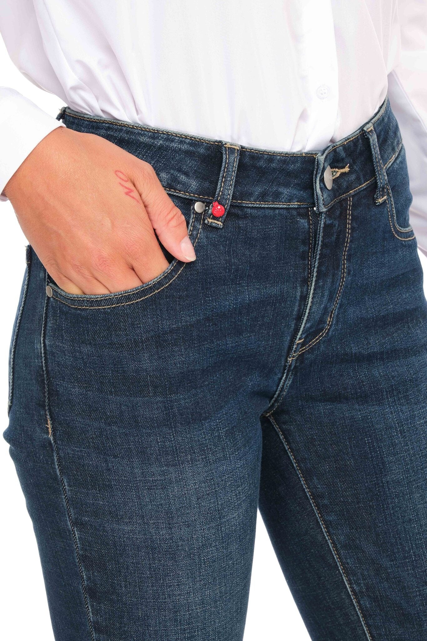 Jean skinny bleu foncé taille mi-haute en coton stretch