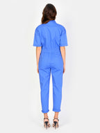 DAUPHINE royal blue short-sleeved jumpsuit