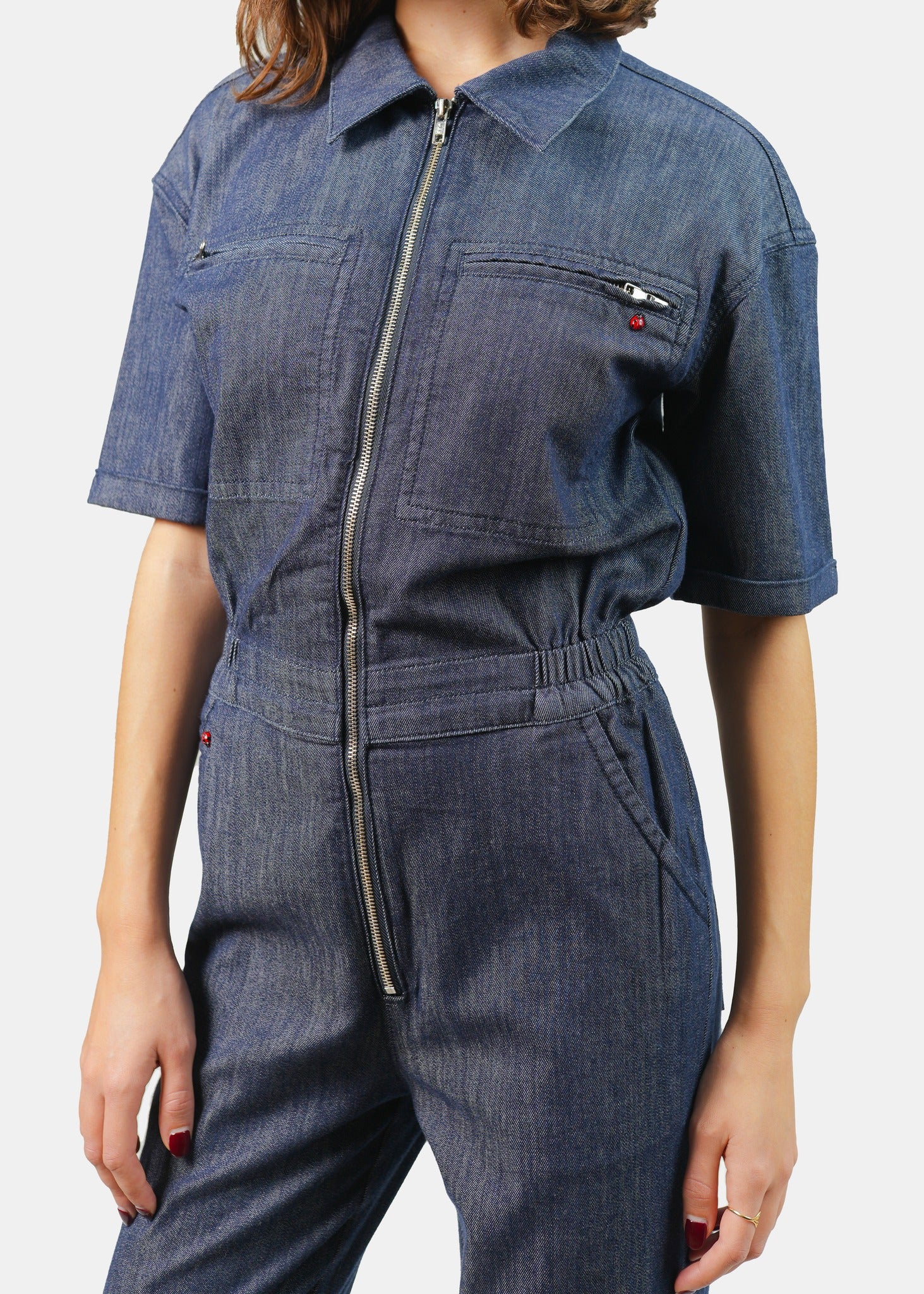 DAUPHINE indigo short-sleeved jumpsuit
