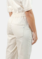 DELPHINE ecru short-sleeved flared jumpsuit