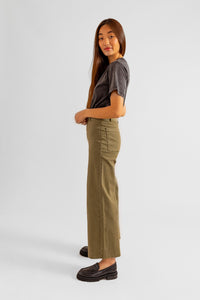 Jean évasé taille haute kaki FAUVE