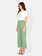 Olive short flared jeans in FAUVE cotton