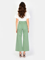 Olive short flared jeans in FAUVE cotton