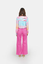 FAUVE fuchsia flared jeans in cotton