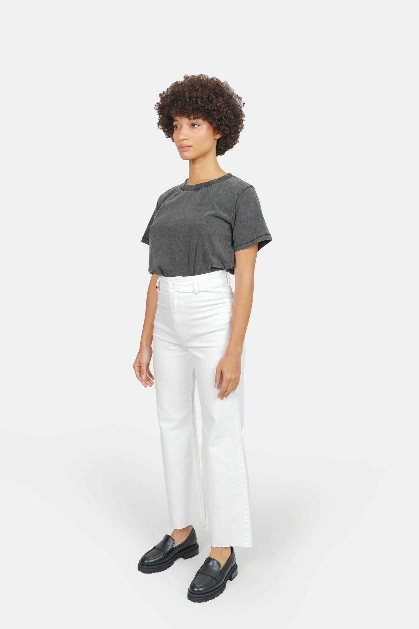 Jean blanc court en coton FAUVE