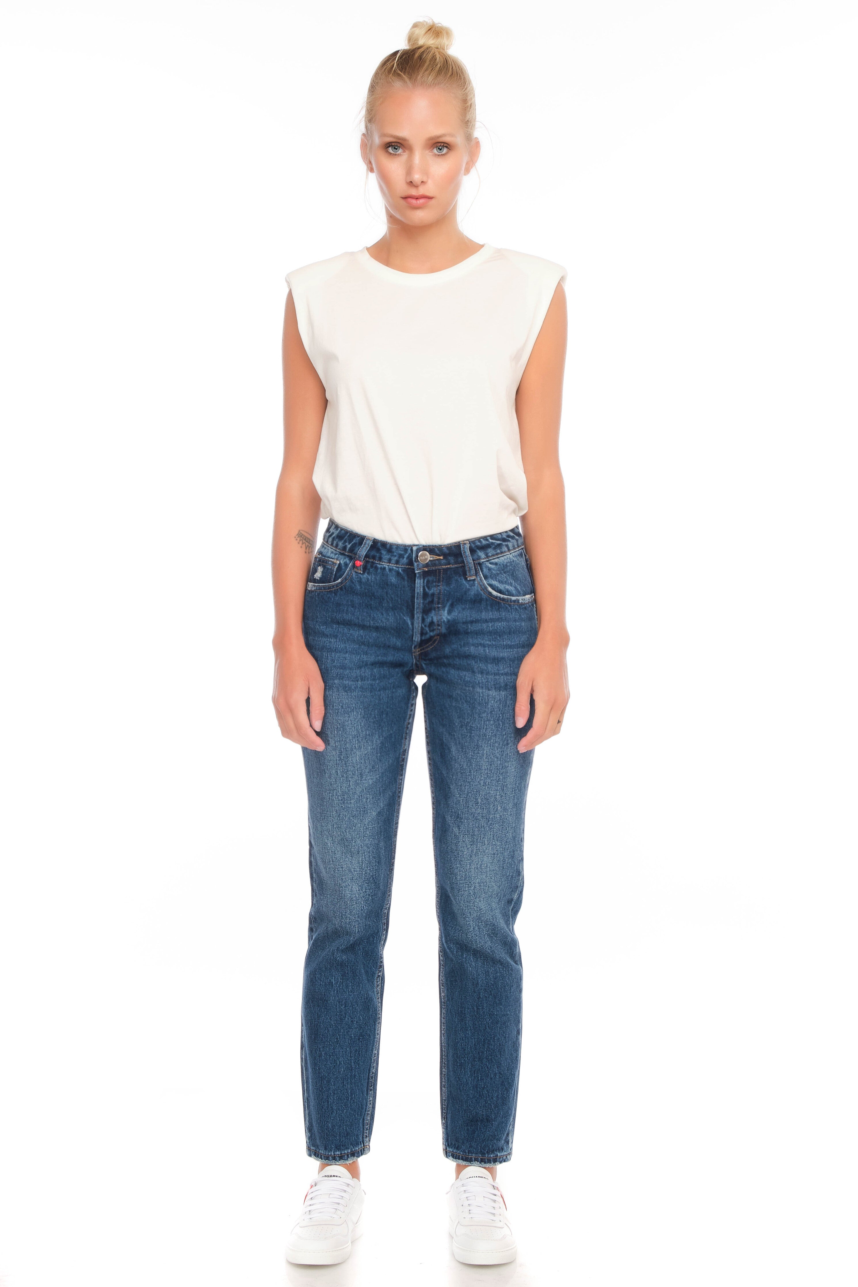 Jean droit taille mi-haute stone KELLY