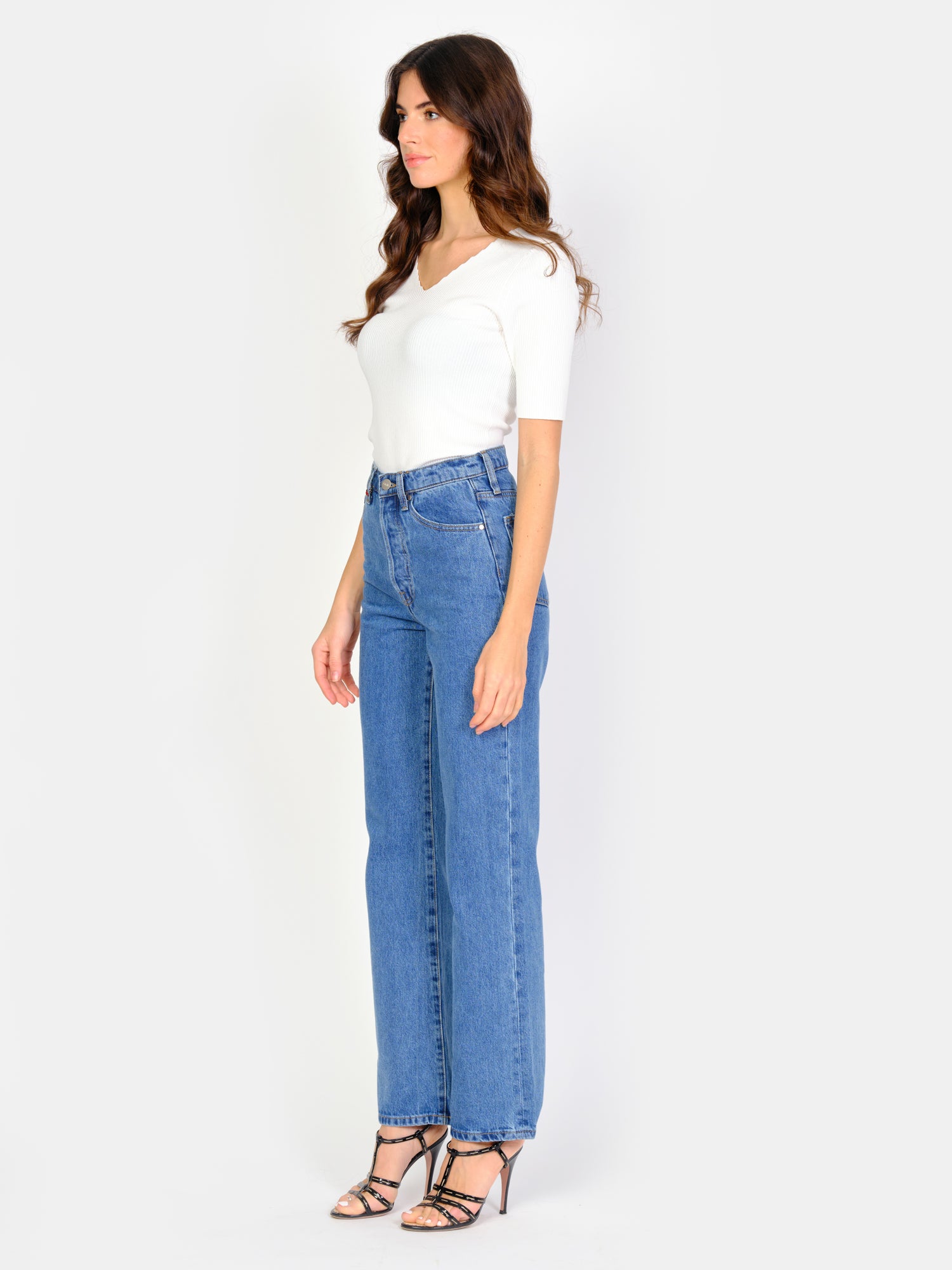 PAOLA stone high-waisted straight jeans