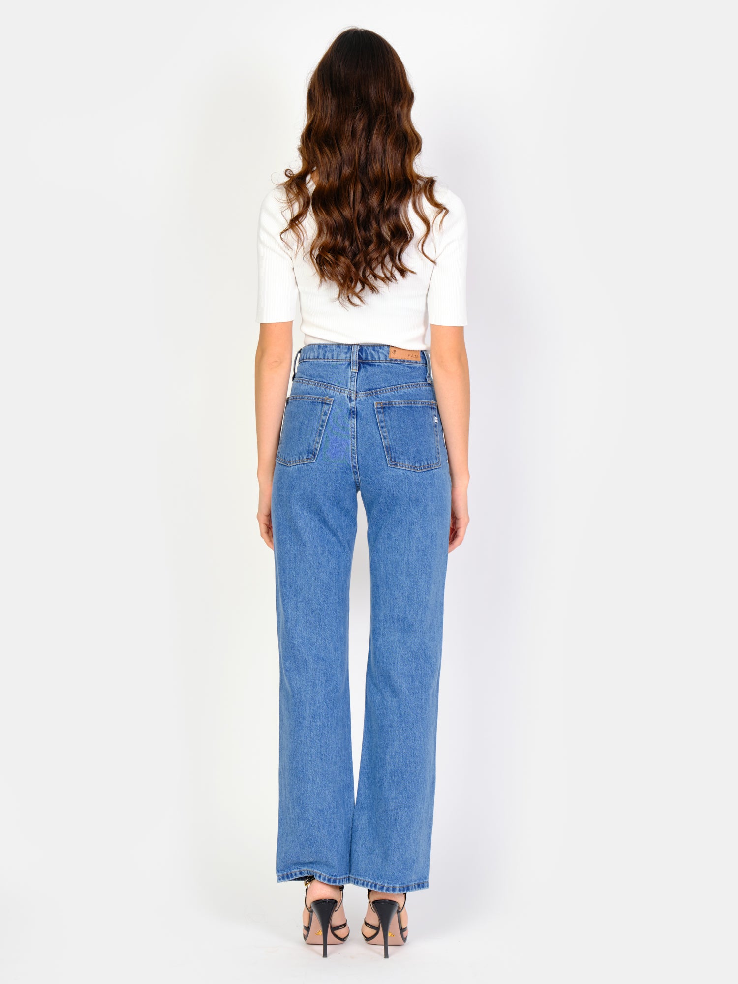 PAOLA stone high-waisted straight jeans