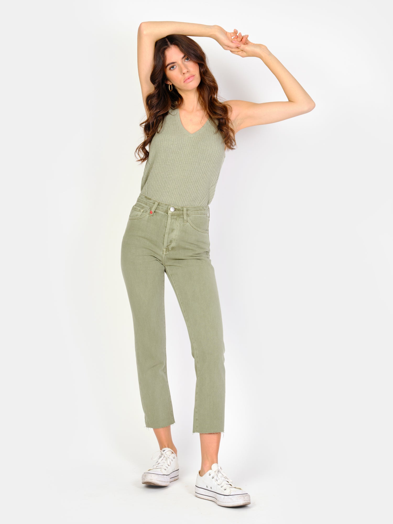 Jean mom top kaki