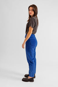 Mom slim en velours bleu POLLY 