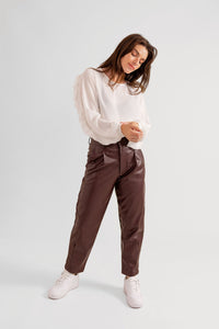 Pantalon en similicuir cuir marron RAFA