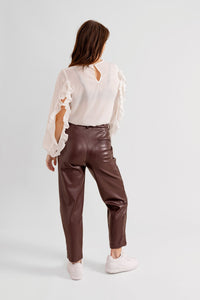Pantalon en similicuir cuir marron RAFA