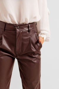 Pantalon en similicuir cuir marron RAFA