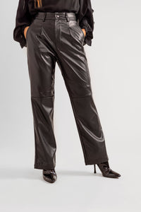 Pantalon droit en similicuir noir RANA