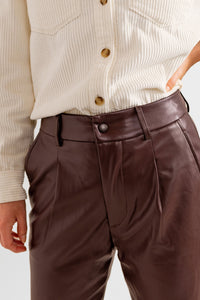 Pantalon en similicuir marron RANA