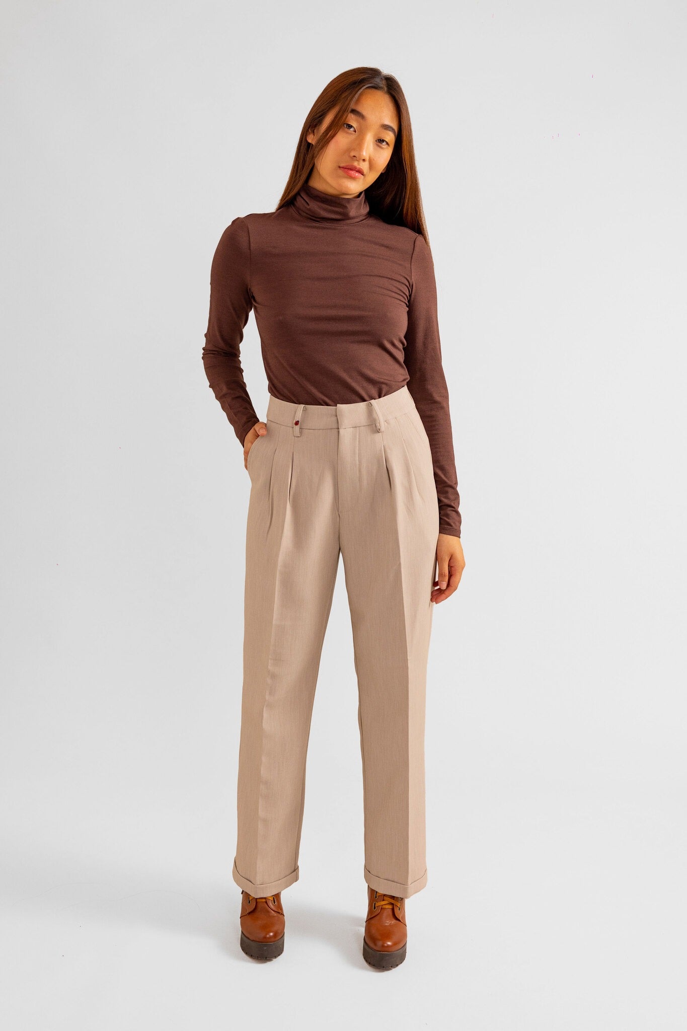 Pantalon fluide beige REEVA